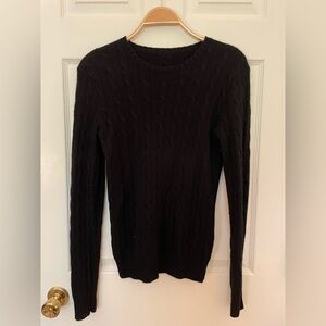 Black Cashmere Cable Knit Sweater